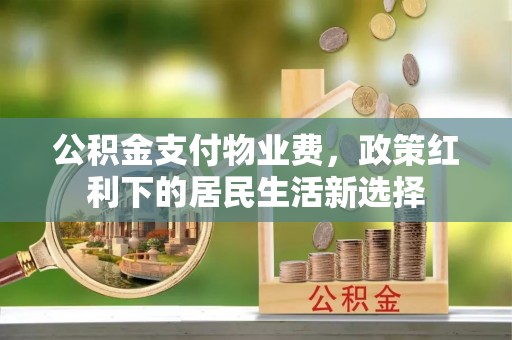 新营公积金支付物业费，政策红利下的居民生活新选择